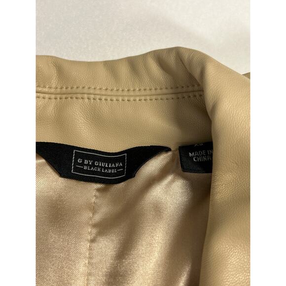 G by Giuliana Black Label Faux Leather Graphic Fringe Jacket Size XS - Picture 4 of 11